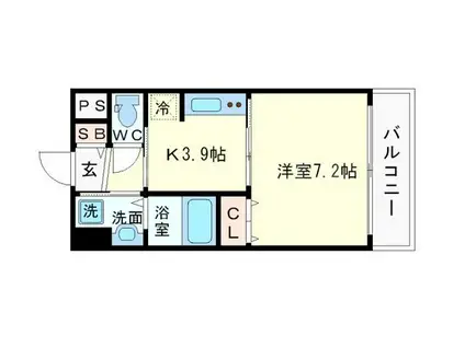 DOLCE VITA 新大阪(1K/7階)の間取り写真