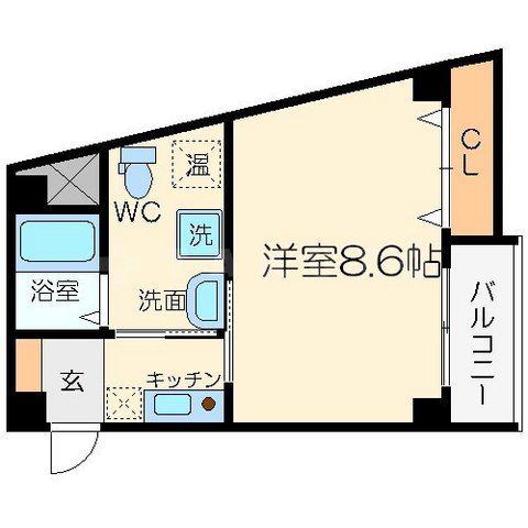 SQUARE9神崎川(1K/2階)の間取り写真