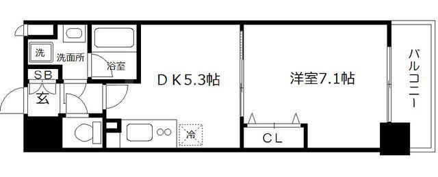 南森町プライマリーワン(1DK/11階)の間取り写真