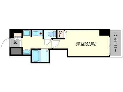 プロシード大阪梅田ポーション(1K/2階)の間取り写真