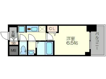 プレサンス新大阪イオリア(1K/6階)の間取り写真