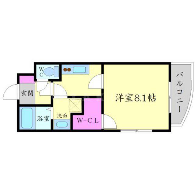 コモドポスト2(1K/2階)の間取り写真
