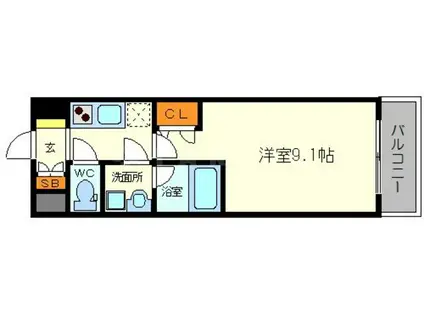 スプランディッドⅠ(1K/6階)の間取り写真