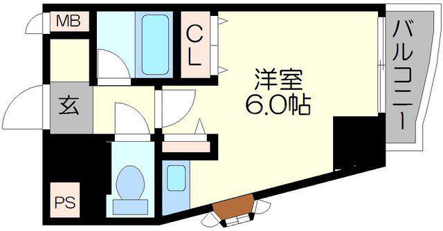 フレア新大阪(ワンルーム/4階)の間取り写真