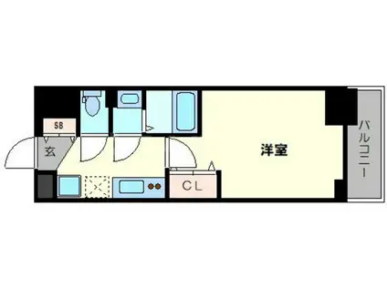 LUXE新大阪α(1K/2階)の間取り写真