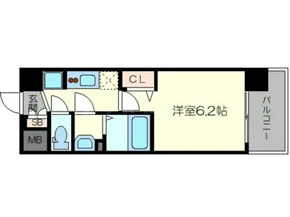 プレサンスOSAKA三国ネオス(1K/3階)の間取り写真