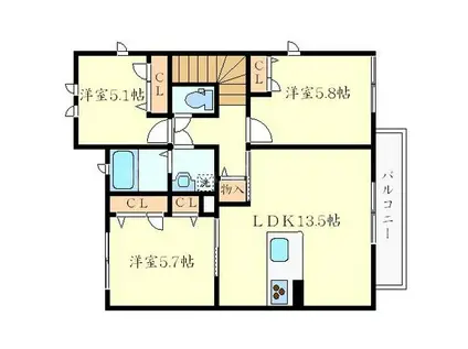 フォレストガーデンWEST(3LDK)の間取り写真
