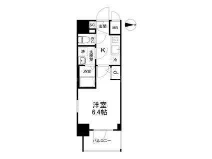 エスリード南森町ラグシス(1K/6階)の間取り写真