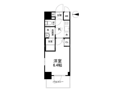 エスリード南森町ラグシス(1K/7階)の間取り写真
