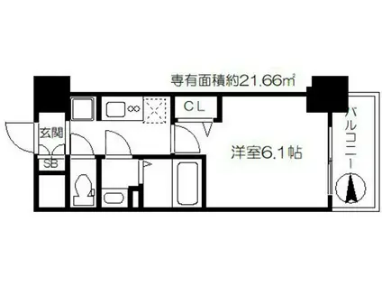 プレサンス天神橋筋六丁目ヴォワール(1K/5階)の間取り写真