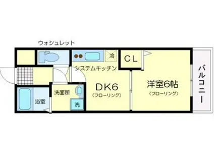プライムコテージ(1DK/3階)の間取り写真