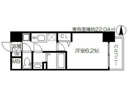 プレサンス天神橋筋六丁目ヴォワール(1K/8階)の間取り写真