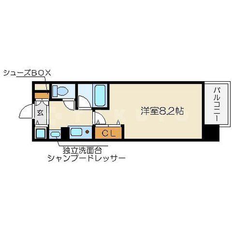 レジュールアッシュ梅田イースト(1K/13階)の間取り写真