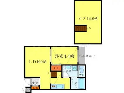 ロフトコートレジデンス(1LDK/1階)の間取り写真