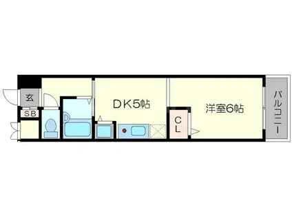 ノルデンハイム東三国(1DK/8階)の間取り写真