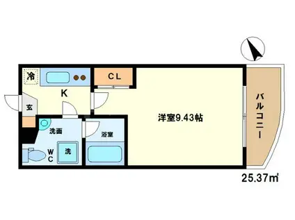 SERENITE天六西(1K/3階)の間取り写真