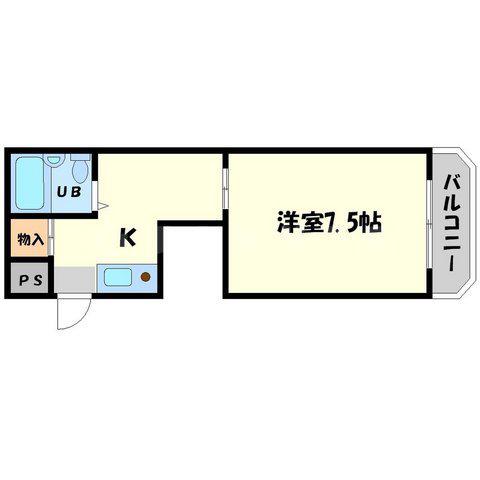 プラスコート小野原東(1K/2階)の間取り写真