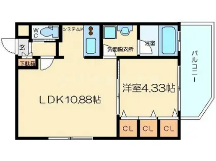 レジディア新大阪Ⅱ(1LDK/5階)の間取り写真