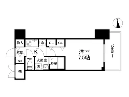 S-RESIDENCE天満GRACISエスレジデンス天満グ(1K/5階)の間取り写真
