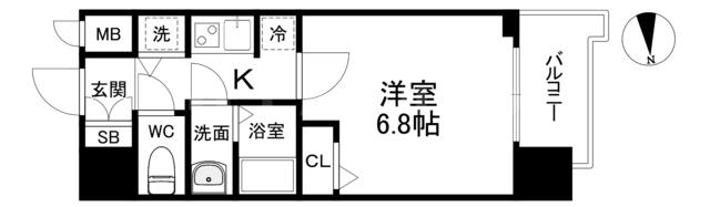S-RESIDENCE天満GRACISエスレジデンス天満グ(1K/9階)の間取り写真