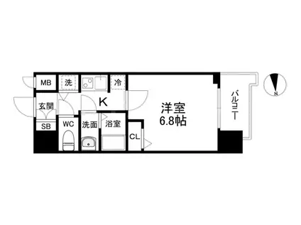 S-RESIDENCE天満GRACISエスレジデンス天満グ(1K/6階)の間取り写真