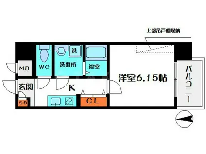 ウインズコート都島(1K/3階)の間取り写真