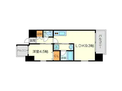 レオングラン新大阪レジデンス(1LDK/12階)の間取り写真