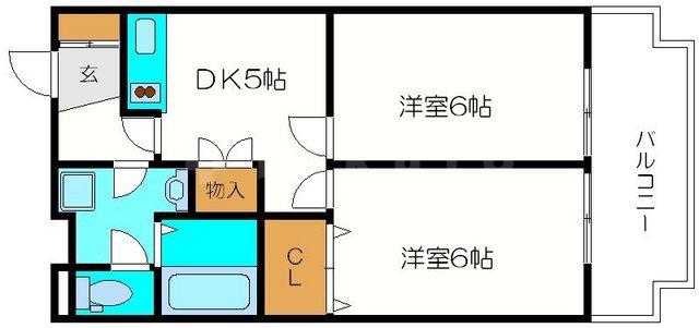 ジオナ天神橋(2DK/8階)の間取り写真
