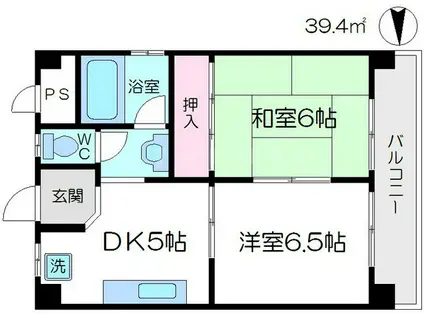 菅北ハイツ(2DK/3階)の間取り写真