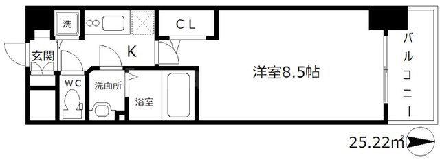 クリスタルグランツ梅田2(1K/13階)の間取り写真