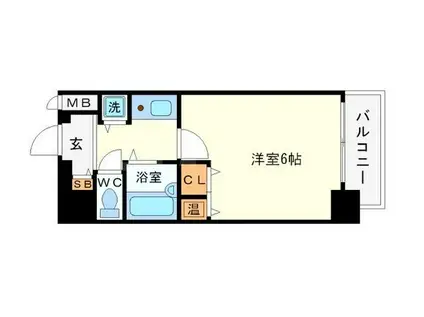 シティーライフディナスティ新大阪(1K/2階)の間取り写真