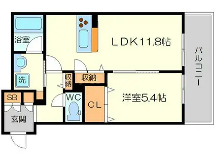 シャーメゾンSHIN-OSAKAウエスト(1LDK/1階)の間取り写真