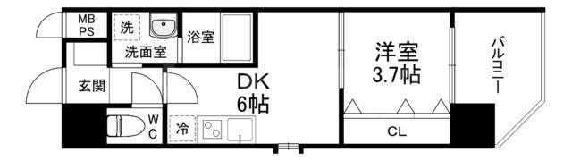 ビガーポリス412天満二丁目2(1DK/6階)の間取り写真