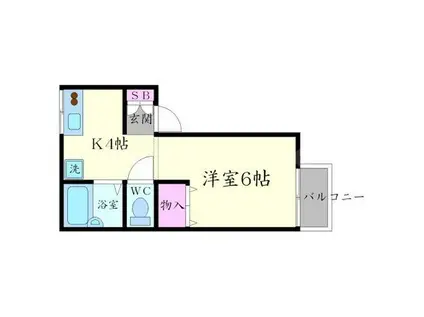 パインウインドⅠ(1K/2階)の間取り写真