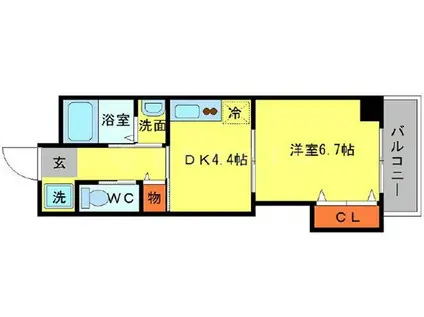 マンションクォーレ(1DK/5階)の間取り写真