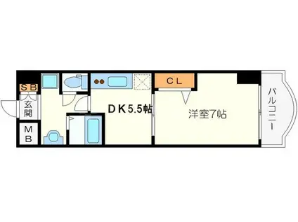 ノルデンハイム新大阪Ⅱ(1DK/2階)の間取り写真