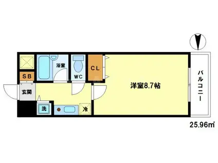 M&Mウメダイースト(1K/5階)の間取り写真