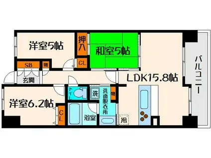 レジディア都島Ⅱ(3LDK/5階)の間取り写真