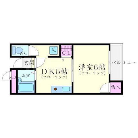 エルドラード箕面Ⅱ(1DK/2階)の間取り写真