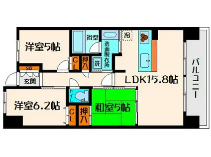 レジディア都島Ⅰ(3LDK/6階)の間取り写真