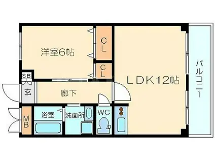 第一星栄ハイツ(1K/4階)の間取り写真