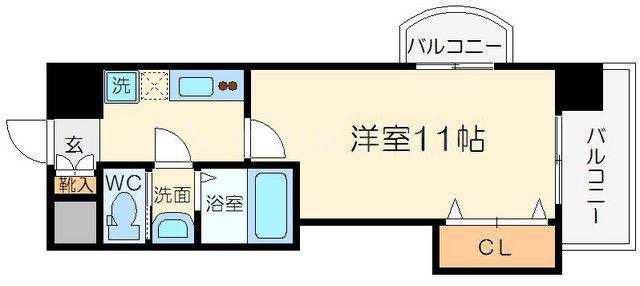 LUXE新大阪イースト2(1K/9階)の間取り写真