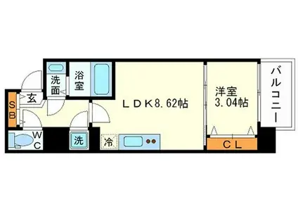 セレニテ新大阪(1LDK/5階)の間取り写真