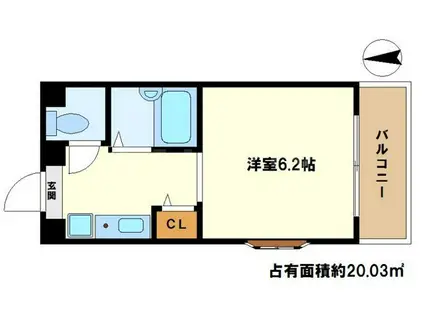 ブルグリンコート梅田北(1K/4階)の間取り写真