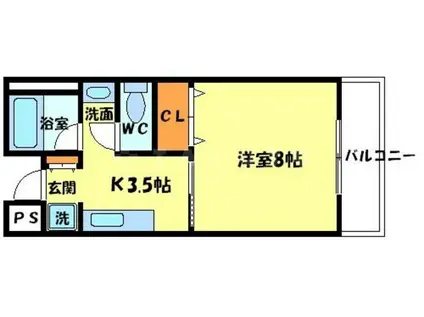 プレステージ小野原(1K/2階)の間取り写真