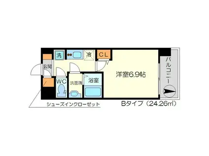 リッツ新大阪(1K/4階)の間取り写真