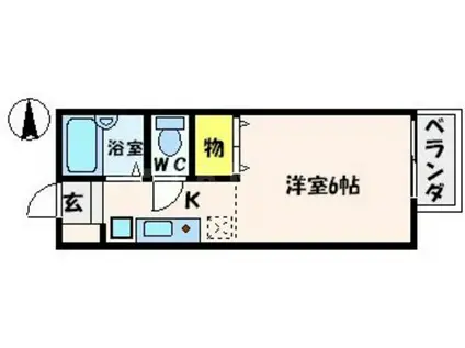 ヴィルヌーブ(1K/2階)の間取り写真