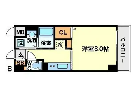 エルメンハイムⅡ(1K/1階)の間取り写真