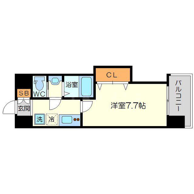 LUXE新大阪1(1K/9階)の間取り写真