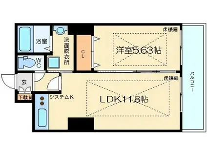 ノルデンタワー新大阪プレミアム(1LDK/5階)の間取り写真